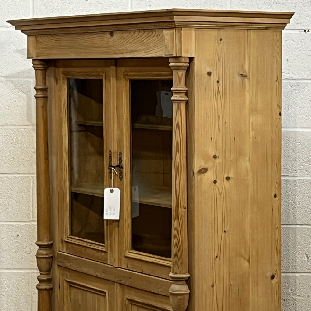 Large Tall Partly Glazed Antique Pine Display Cabinet View IV