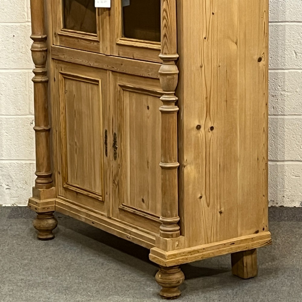 Large Tall Partly Glazed Antique Pine Display Cabinet View V