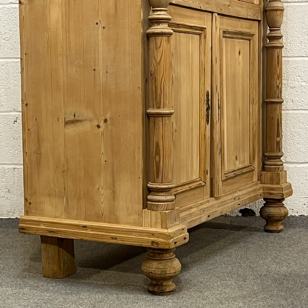 Large Tall Partly Glazed Antique Pine Display Cabinet View VII