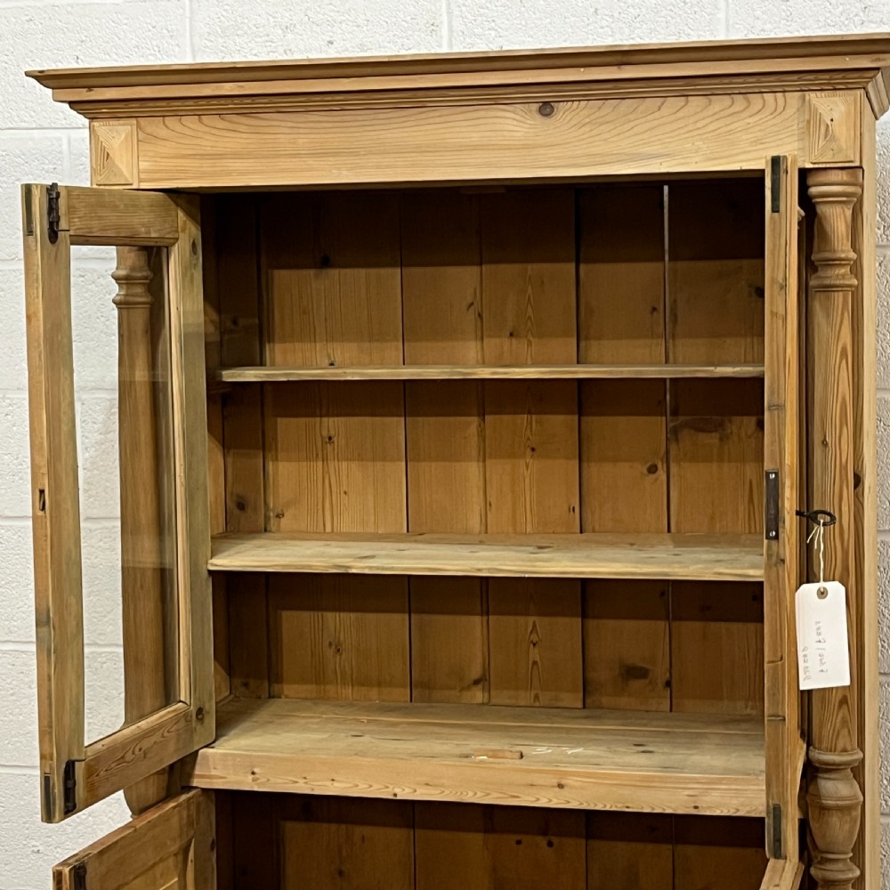 Large Tall Partly Glazed Antique Pine Display Cabinet View IX