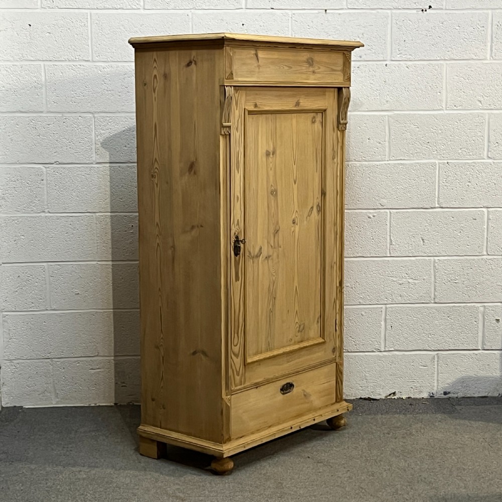 Large Danish Single Door Antique Pine Cupboard With Bottom Drawer View III