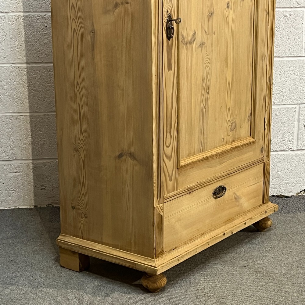 Large Danish Single Door Antique Pine Cupboard With Bottom Drawer View V