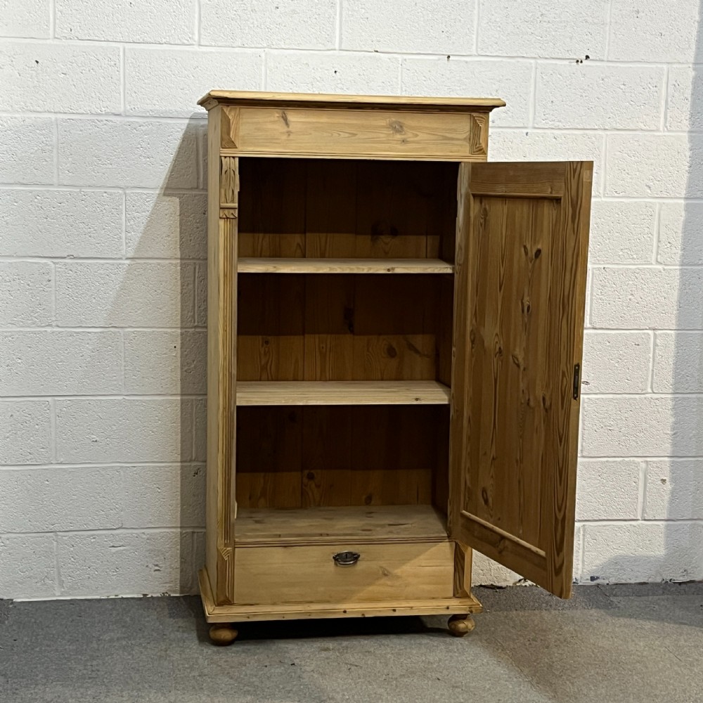 Large Danish Single Door Antique Pine Cupboard With Bottom Drawer View XI