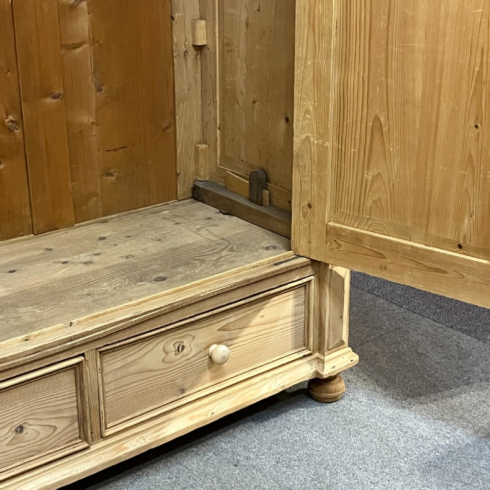 Large Antique Pine Double Wardrobe With Drawers View VII