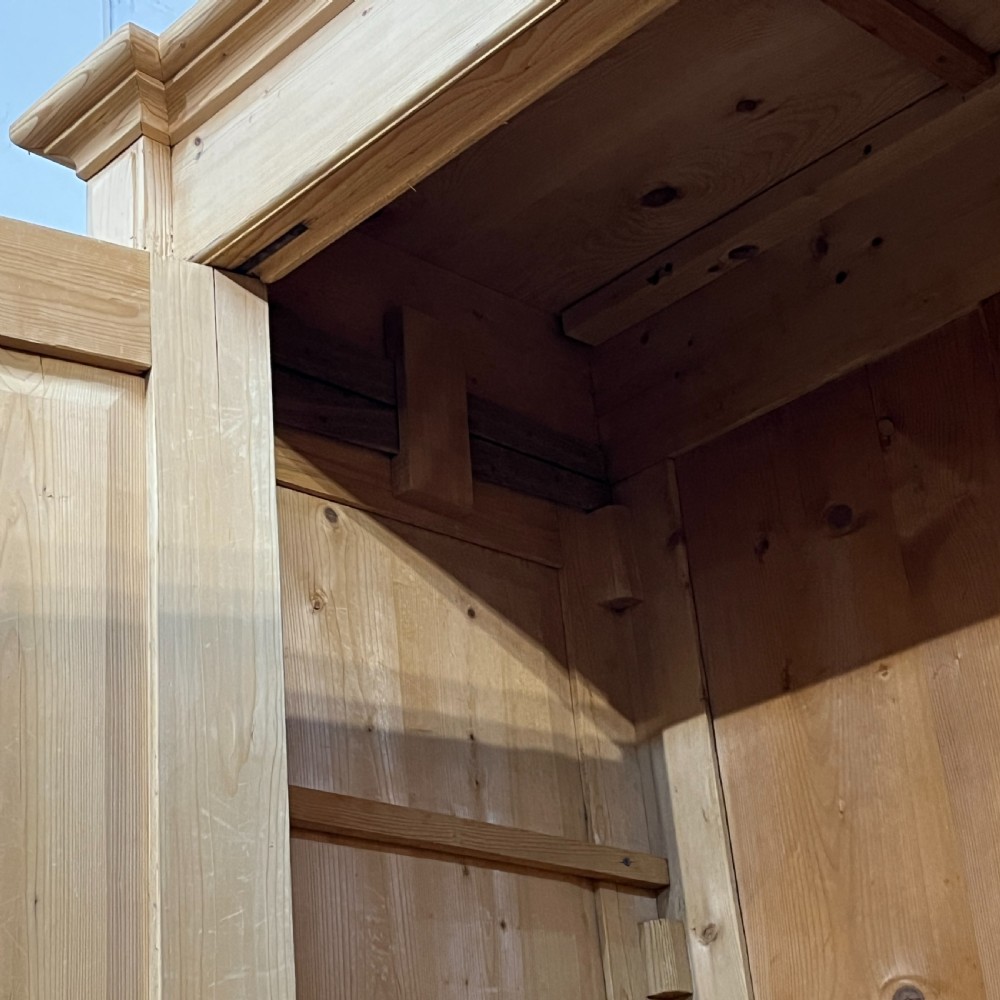 Large Antique Pine Double Wardrobe With Drawers View IX