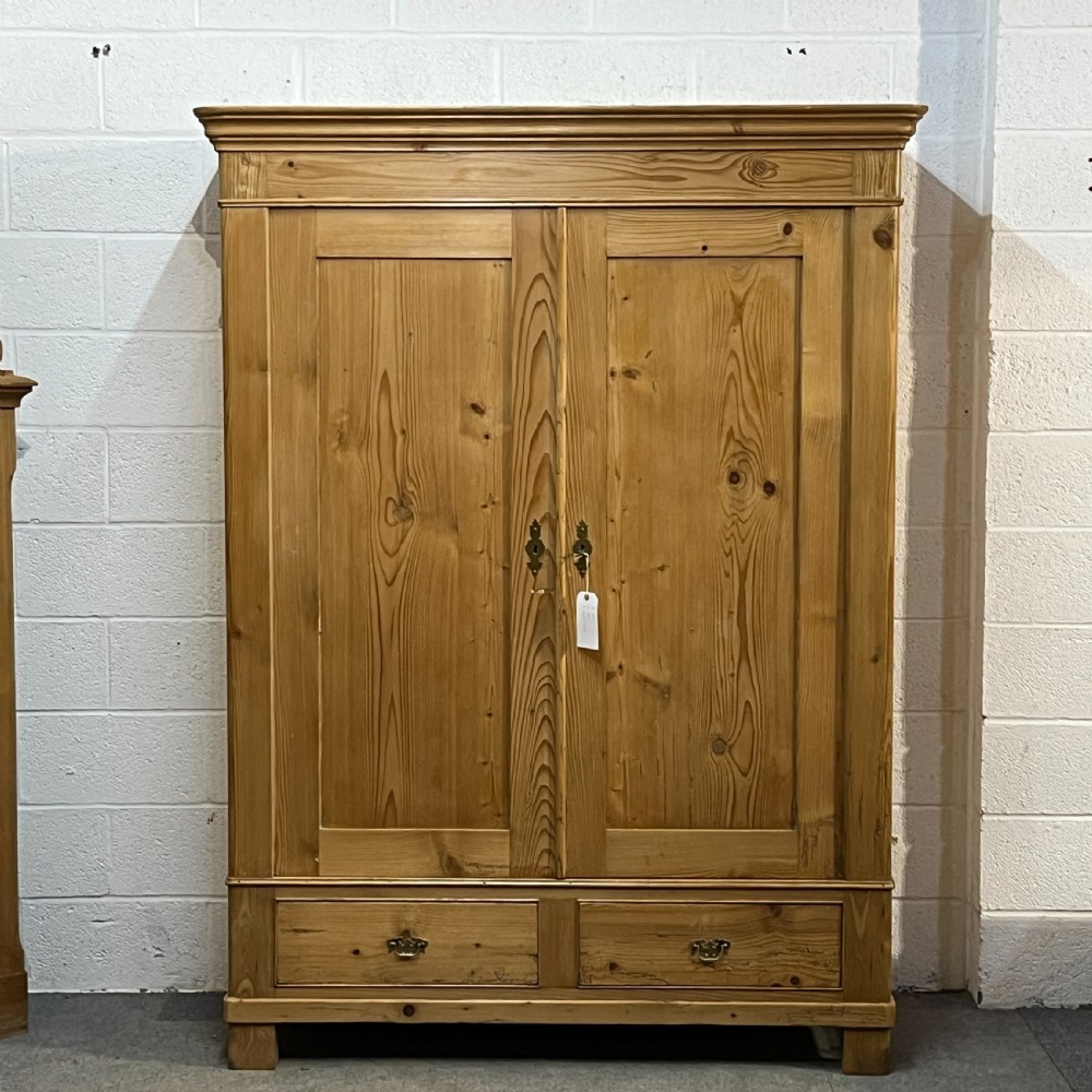 Large Early 1900’s Pine Double Wardrobe With Bottom Drawers (Dismantles)