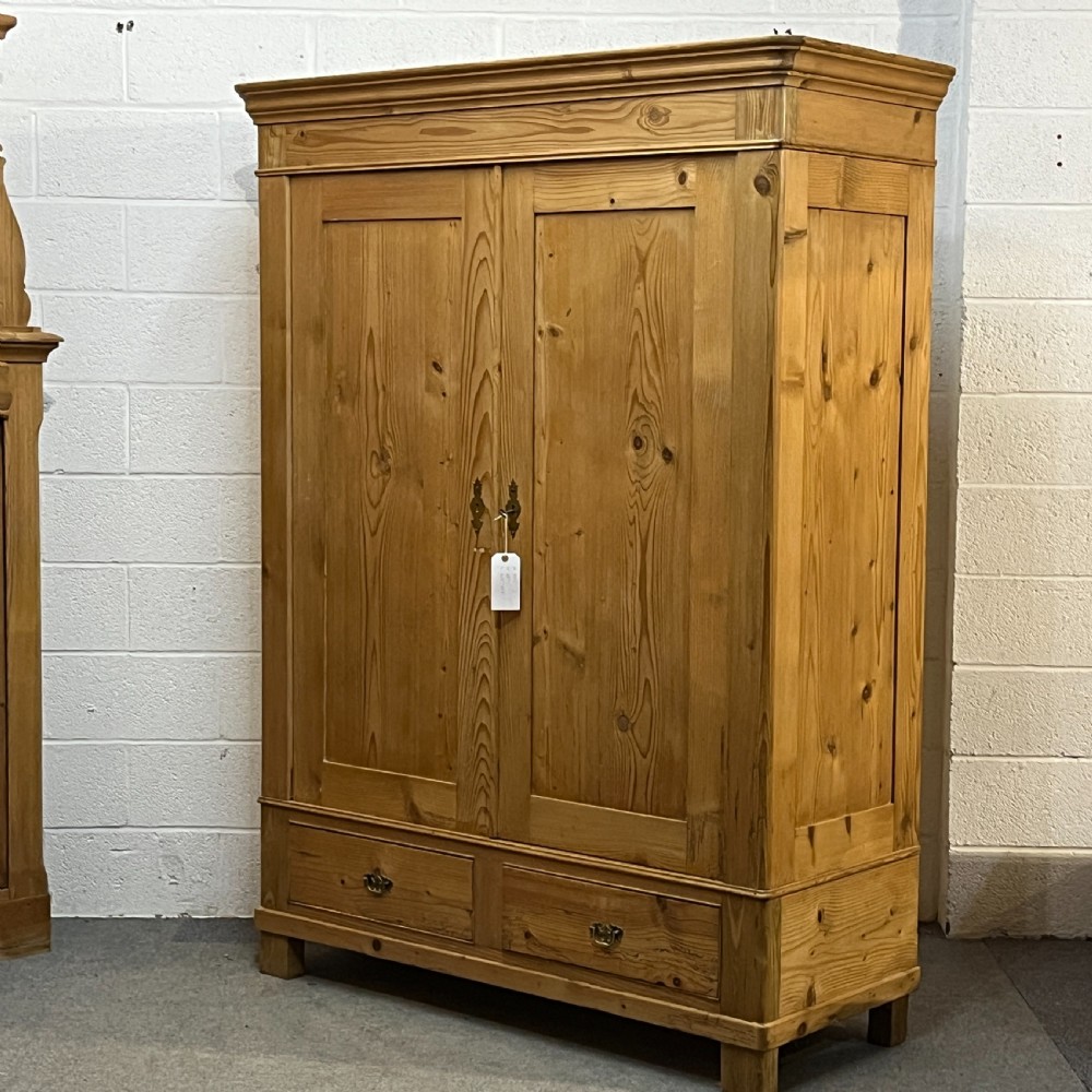 Large Early 1900’s Pine Double Wardrobe With Bottom Drawers (Dismantles) View II