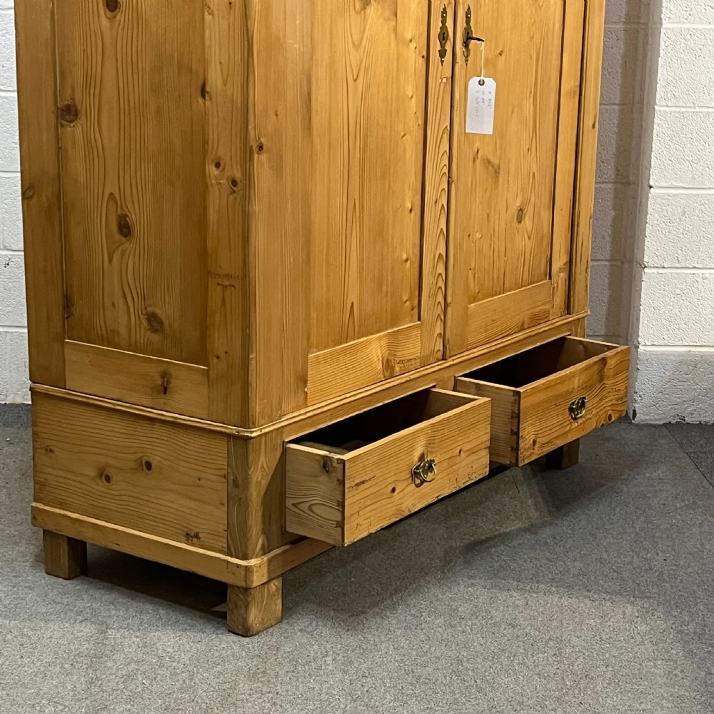 Large Early 1900’s Pine Double Wardrobe With Bottom Drawers (Dismantles) View V