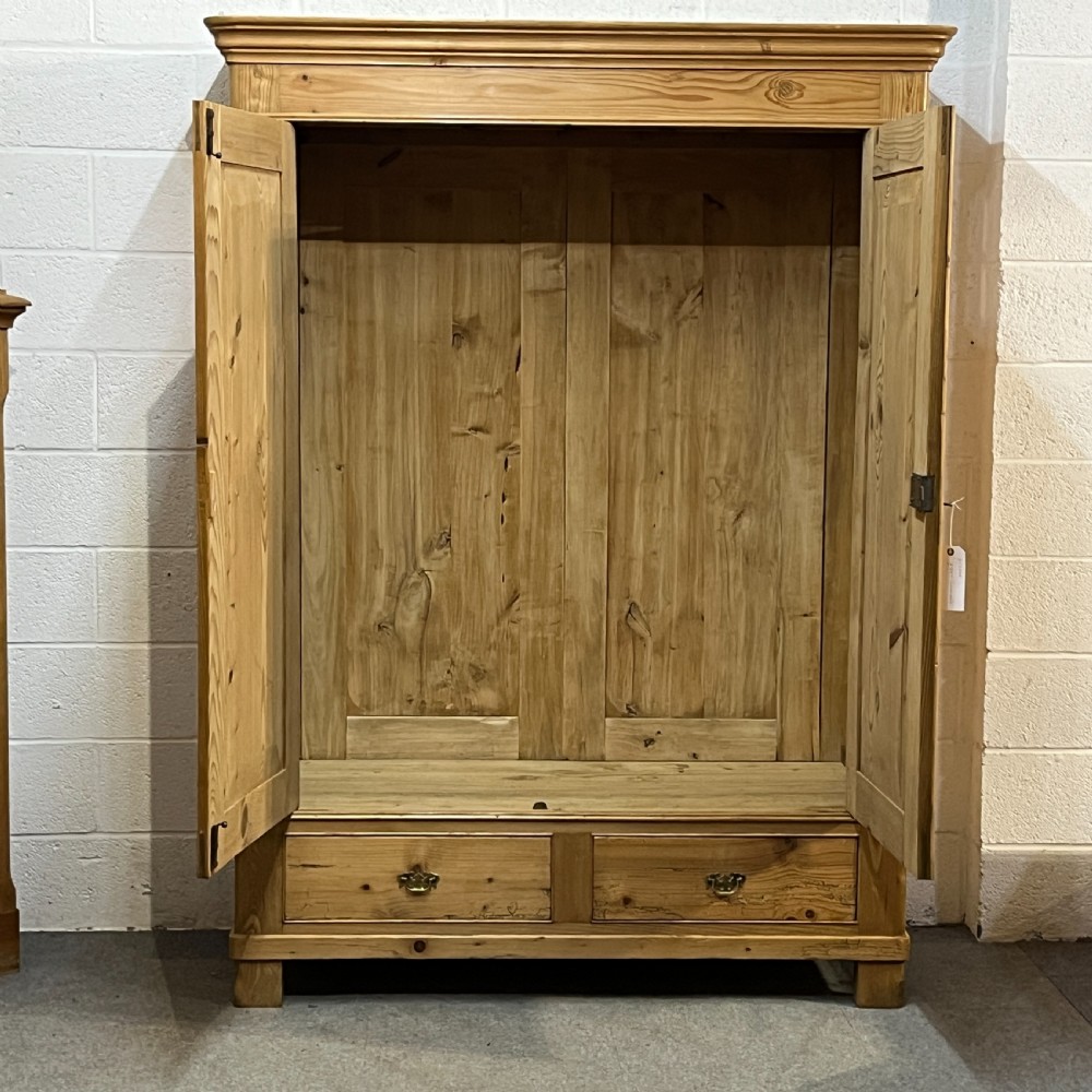 Large Early 1900’s Pine Double Wardrobe With Bottom Drawers (Dismantles) View VI
