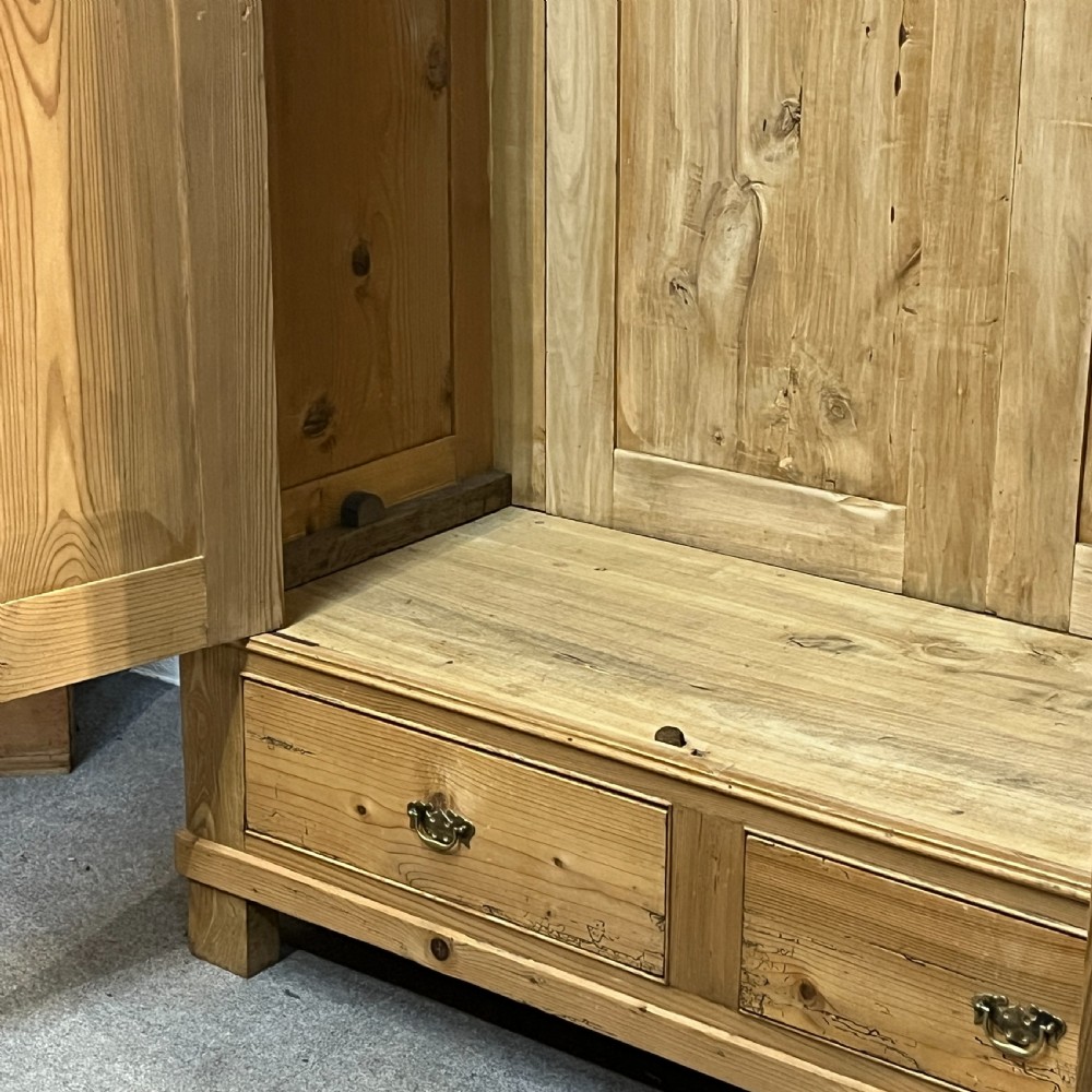 Large Early 1900’s Pine Double Wardrobe With Bottom Drawers (Dismantles) View VII