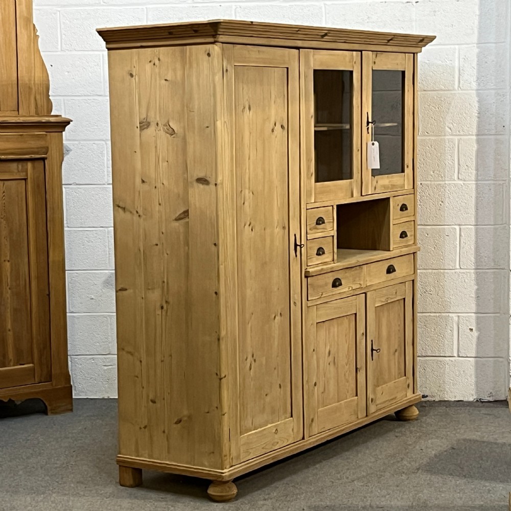 Very Large Antique Pine Storage Cupboard With Drawers  View II