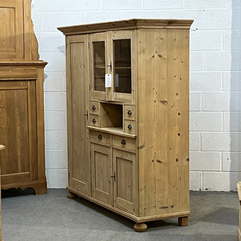 Very Large Antique Pine Storage Cupboard With Drawers  View III