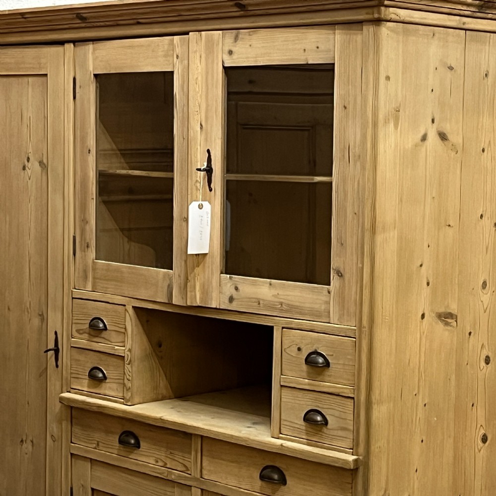 Very Large Antique Pine Storage Cupboard With Drawers  View IV