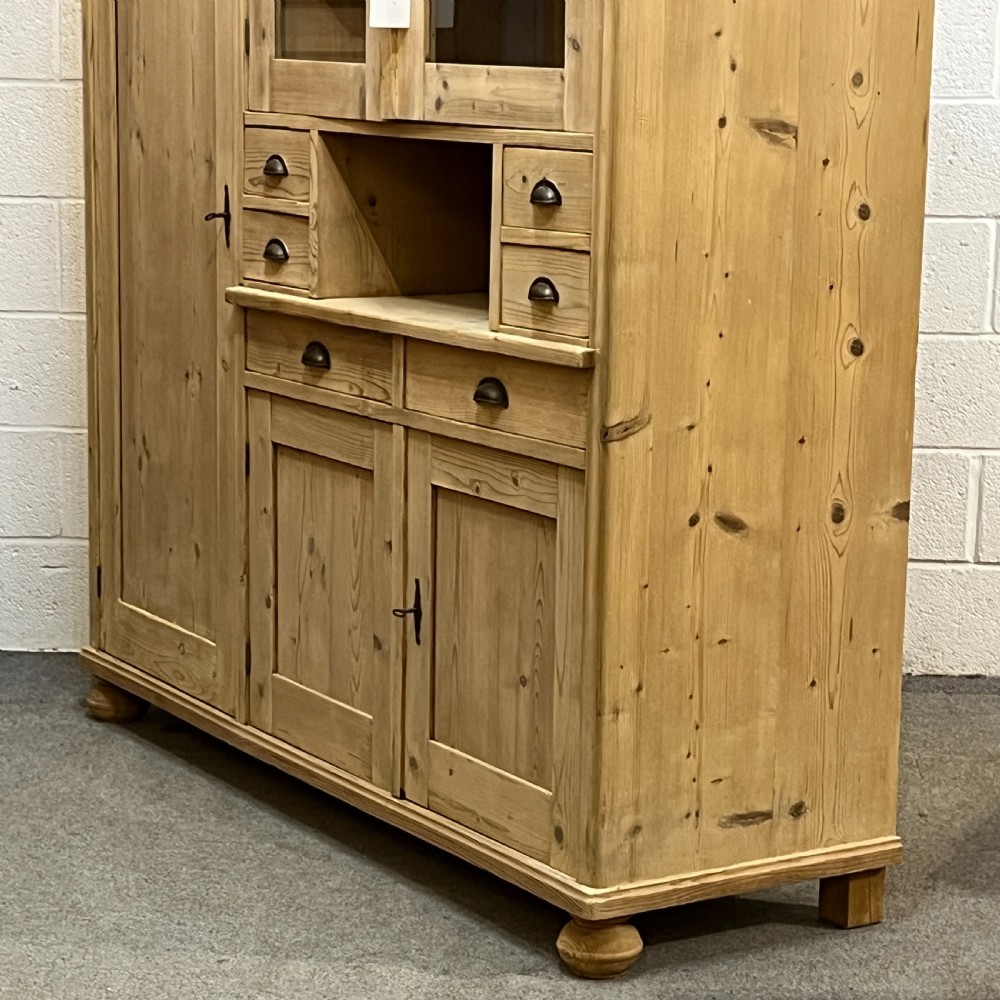 Very Large Antique Pine Storage Cupboard With Drawers  View V