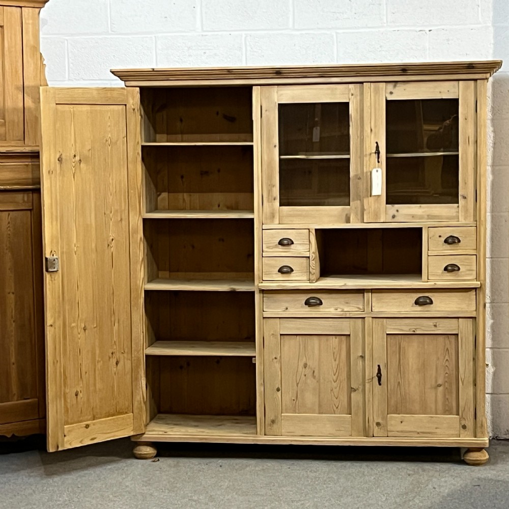 Very Large Antique Pine Storage Cupboard With Drawers  View VI
