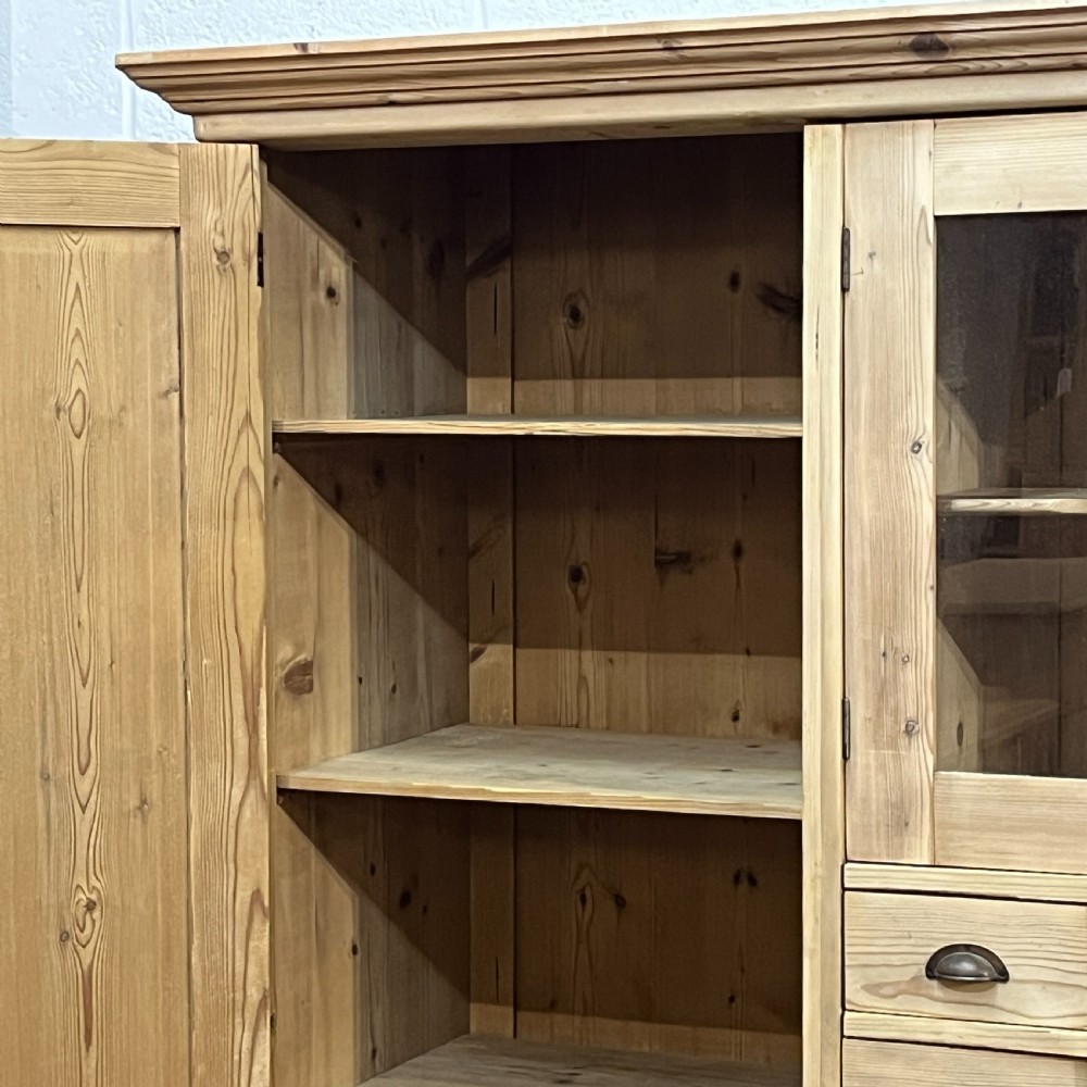 Very Large Antique Pine Storage Cupboard With Drawers  View VII