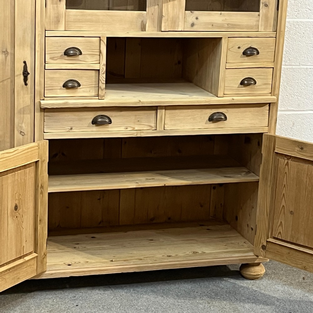 Very Large Antique Pine Storage Cupboard With Drawers  View VIII