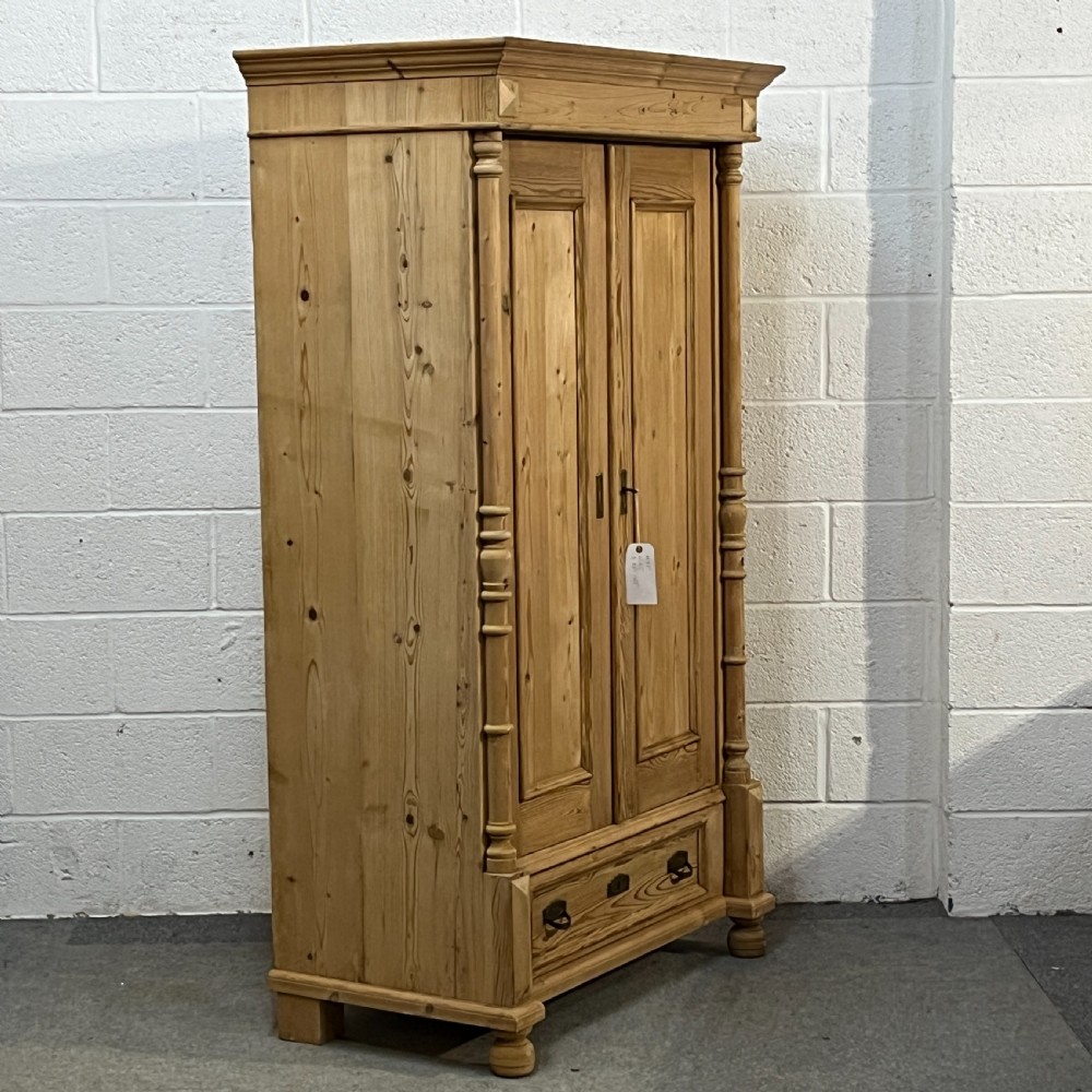 Large Antique Pine Cupboard (Childrens' Wardrobe) With Bottom Drawer View II