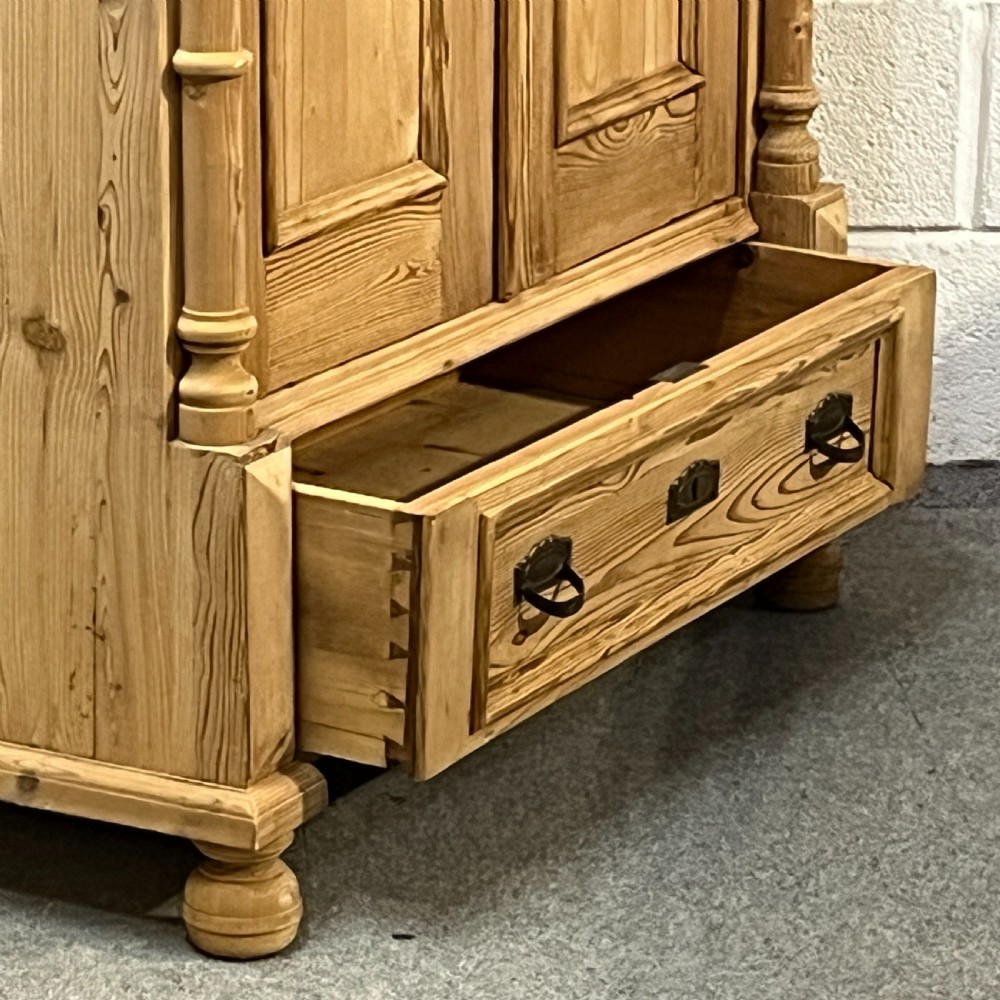 Large Antique Pine Cupboard (Childrens' Wardrobe) With Bottom Drawer View VII