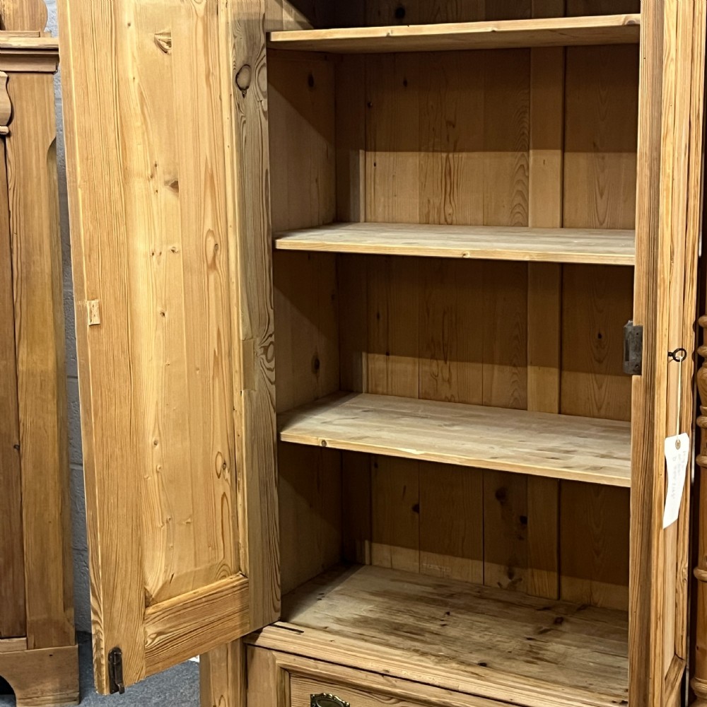 Large Antique Pine Cupboard (Childrens' Wardrobe) With Bottom Drawer View IX