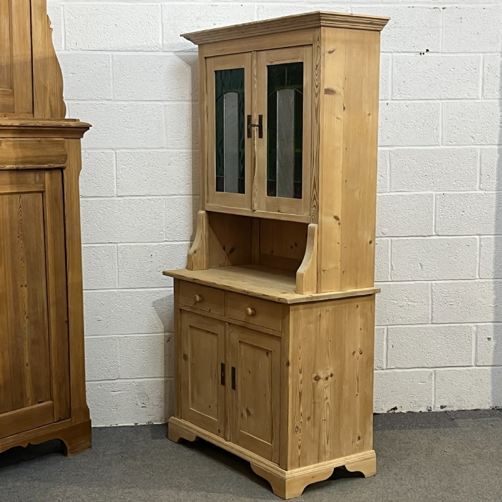1930’s Pine Dresser Coloured Glazed Top Doors View II