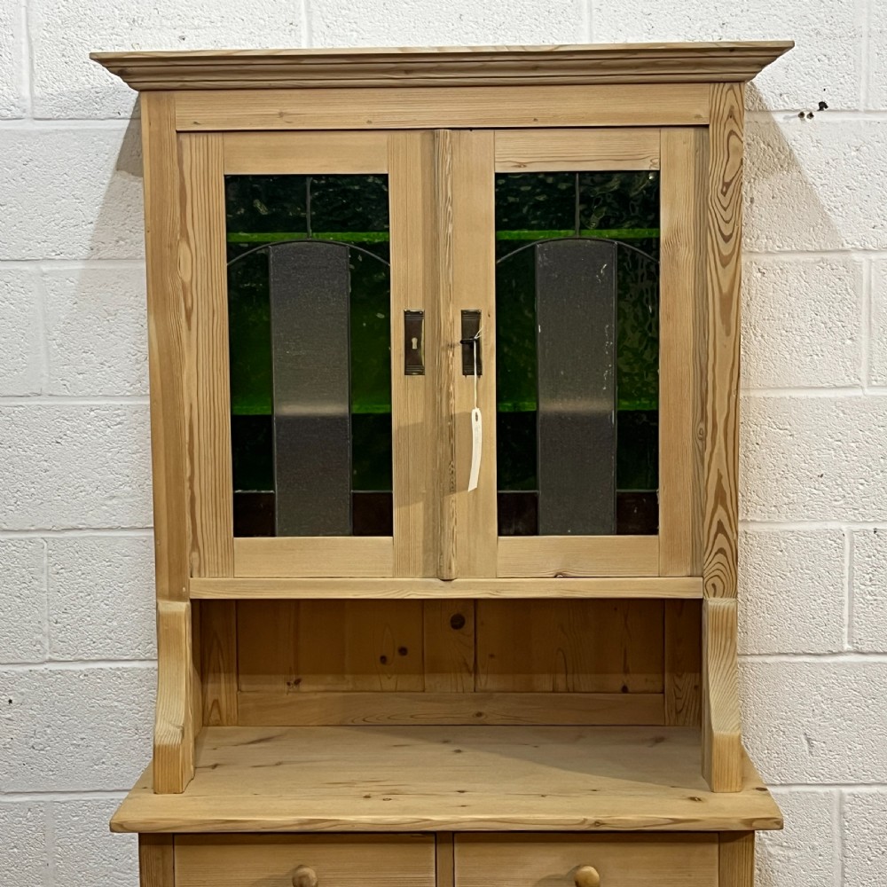 1930’s Pine Dresser Coloured Glazed Top Doors View V