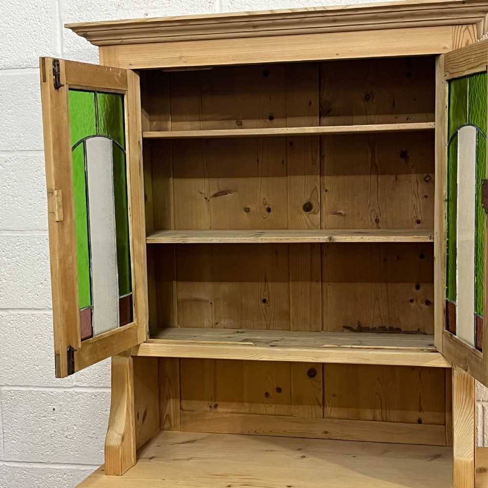 1930’s Pine Dresser Coloured Glazed Top Doors View VII