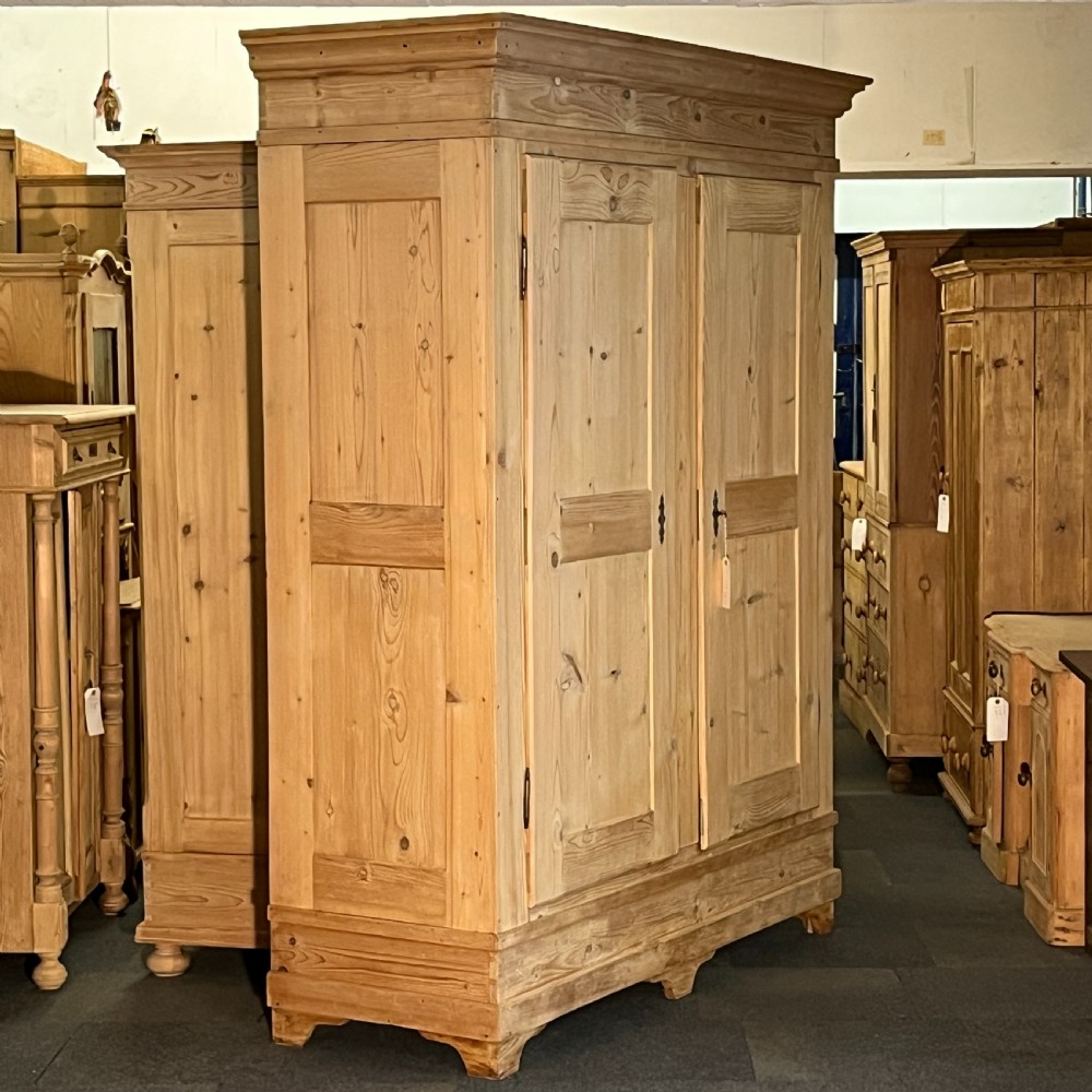 Very Large French Antique Pine Double Wardrobe (Dismantles) View II