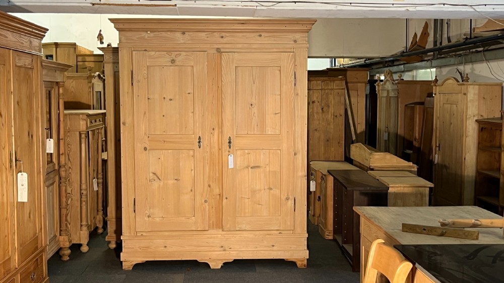 Very Large French Antique Pine Double Wardrobe (Dismantles) View III