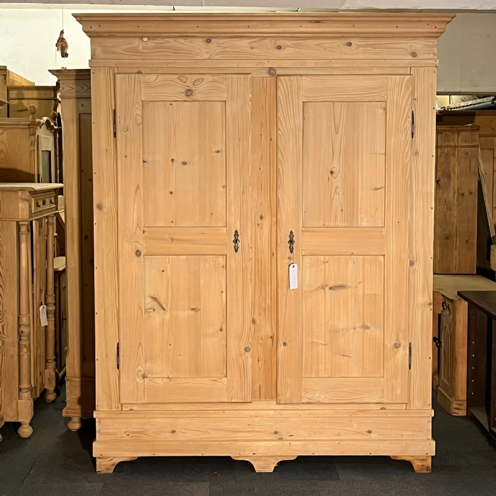 Very Large French Antique Pine Double Wardrobe (Dismantles) View IV