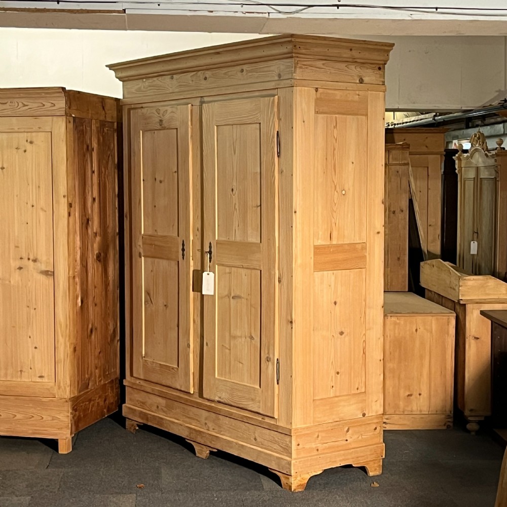 Very Large French Antique Pine Double Wardrobe (Dismantles) View V