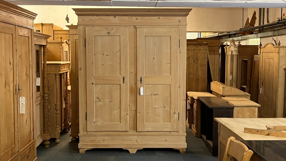 Very Large French Antique Pine Double Wardrobe (Dismantles) View VI