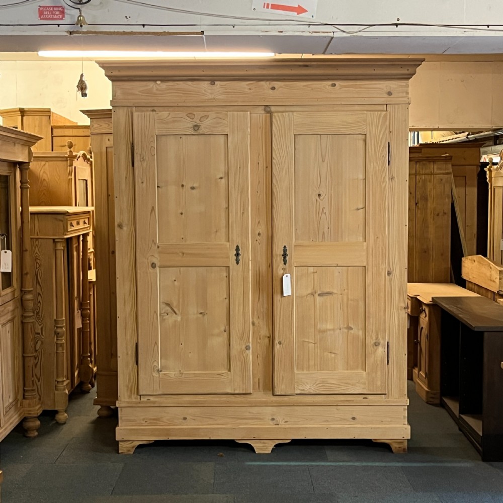 Very Large French Antique Pine Double Wardrobe (Dismantles) View VII