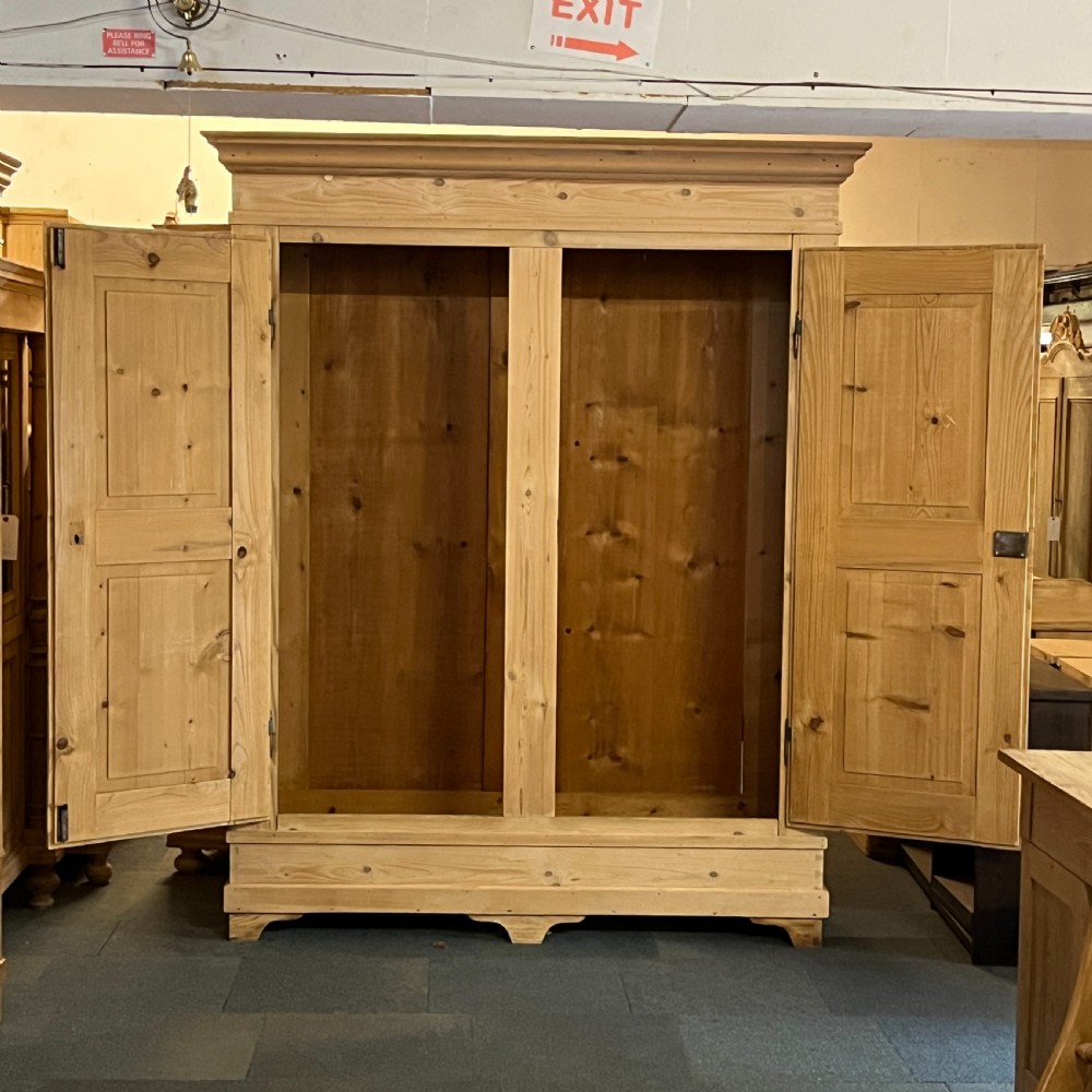 Very Large French Antique Pine Double Wardrobe (Dismantles) View VIII