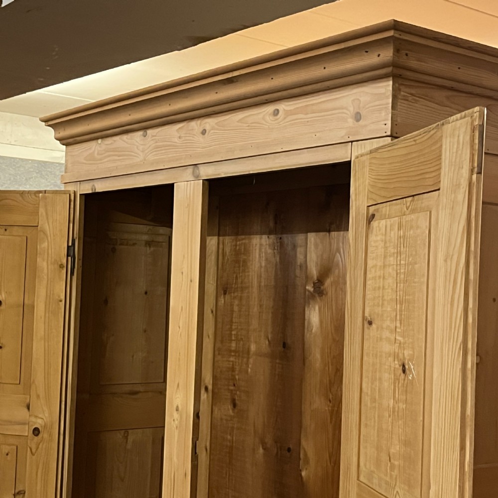 Very Large French Antique Pine Double Wardrobe (Dismantles) View IX