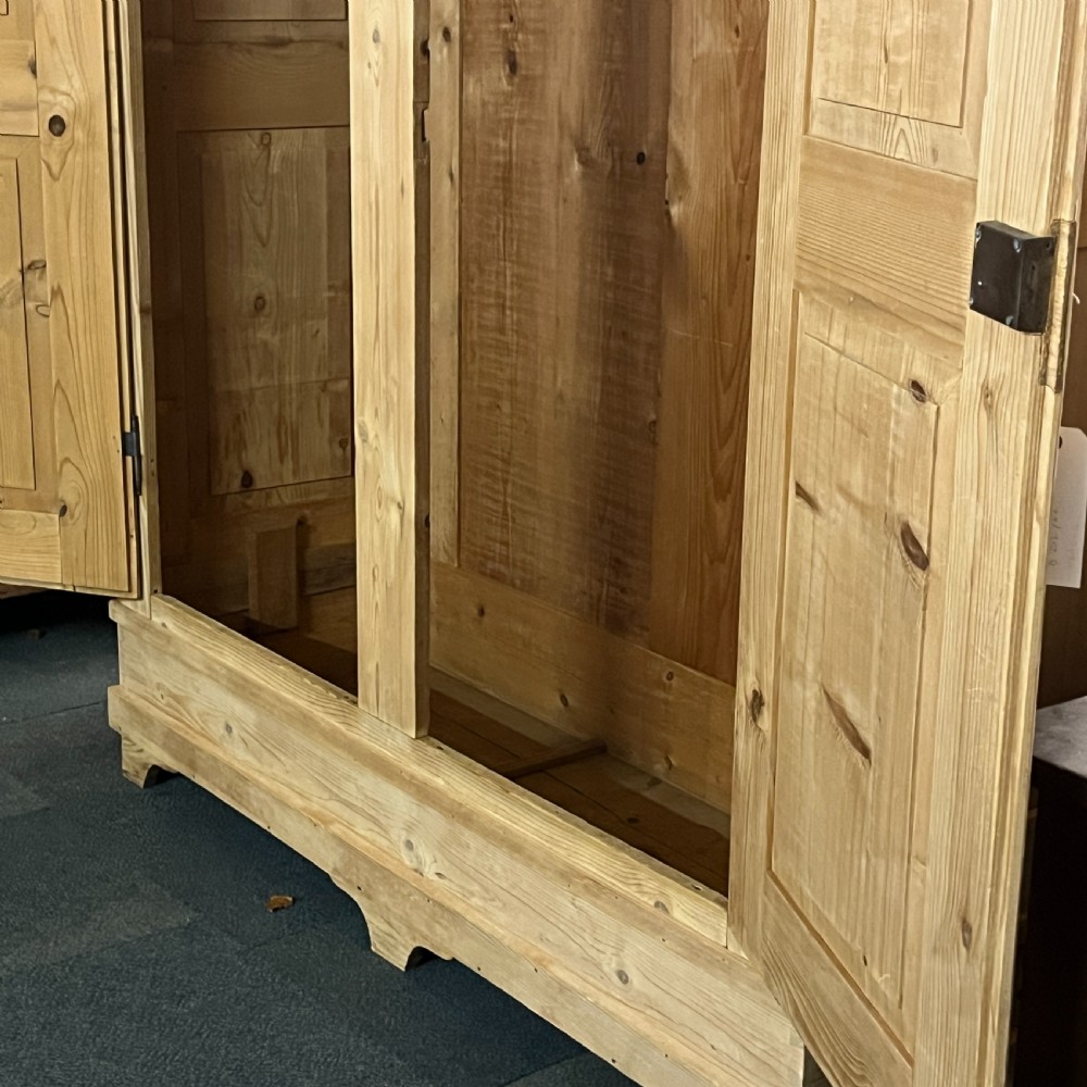 Very Large French Antique Pine Double Wardrobe (Dismantles) View X