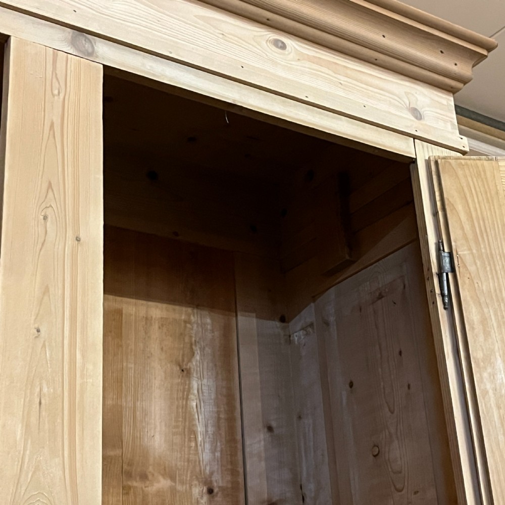 Very Large French Antique Pine Double Wardrobe (Dismantles) View XI