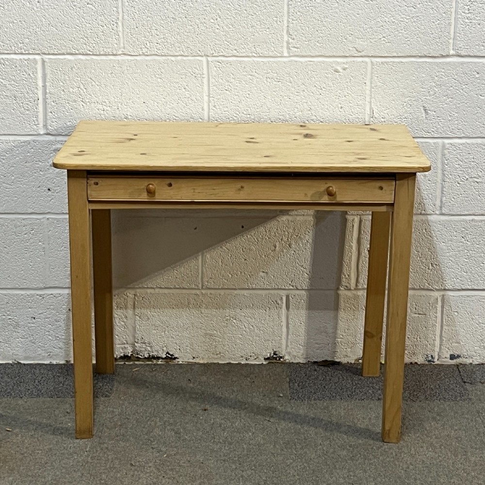 Small Straight Leg Antique Pine Writing Table With Drawer