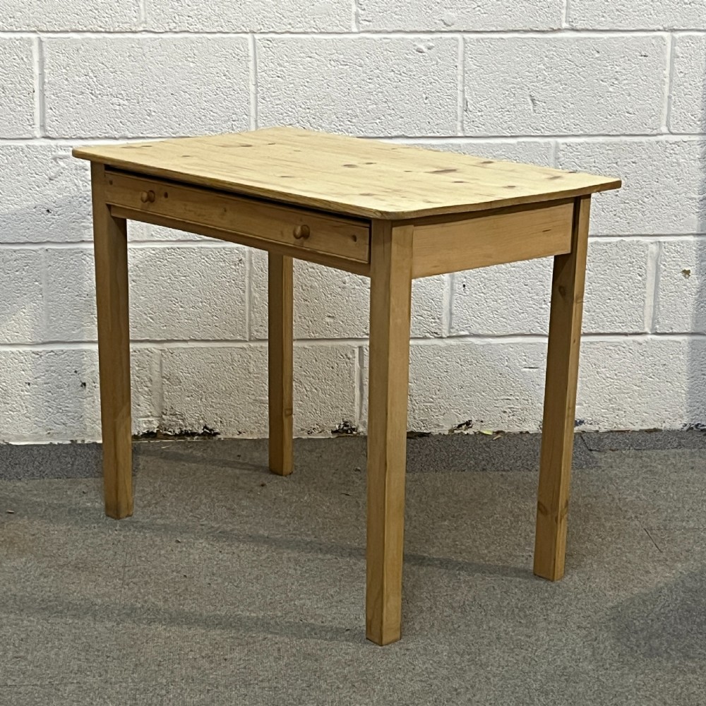 Small Straight Leg Antique Pine Writing Table With Drawer View II