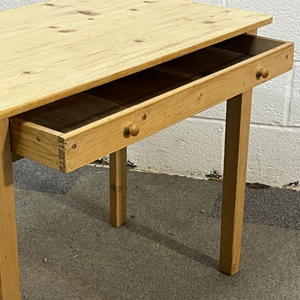 Small Straight Leg Antique Pine Writing Table With Drawer View V