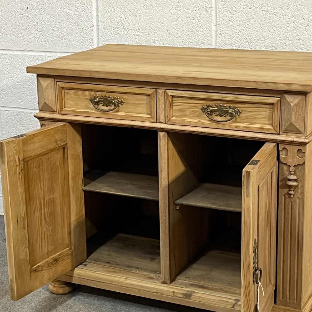 Small Antique Pine Cupboard With Top Drawers View V
