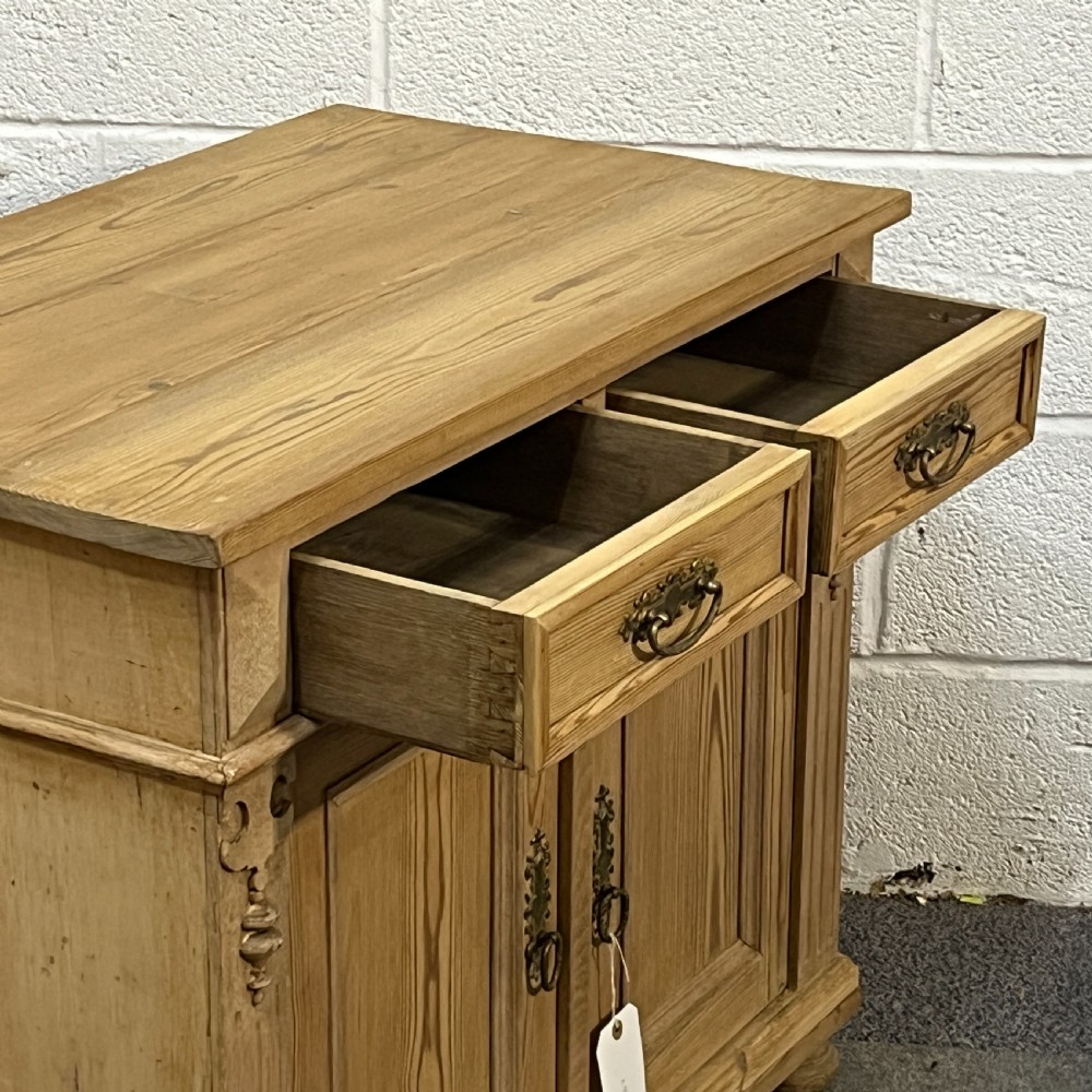 Small Antique Pine Cupboard With Top Drawers View VI