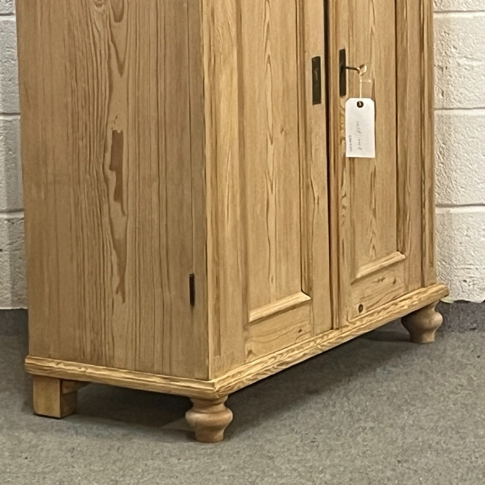 Tall Slim Shelved Antique Pine Cupboard With Top Drawer View VI