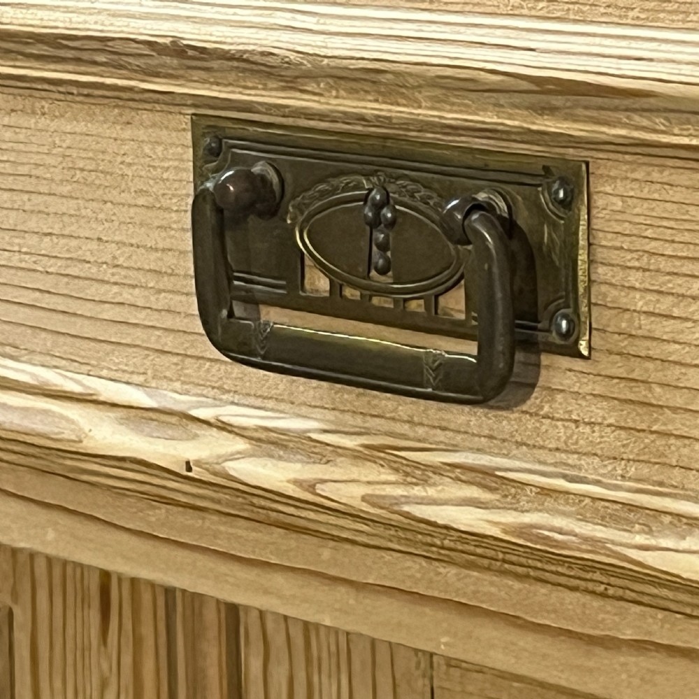 Tall Slim Shelved Antique Pine Cupboard With Top Drawer View VII
