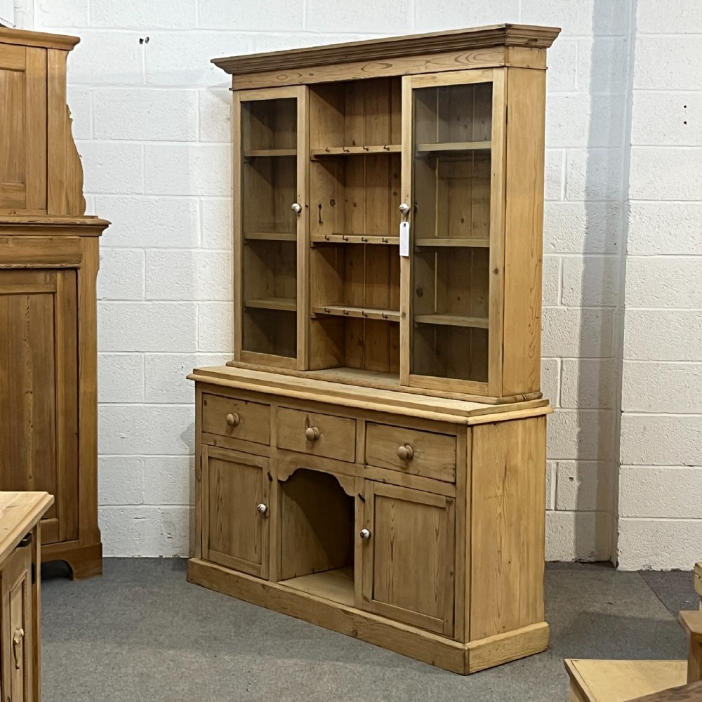 Large Glazed Edwardian Pine Dresser View III