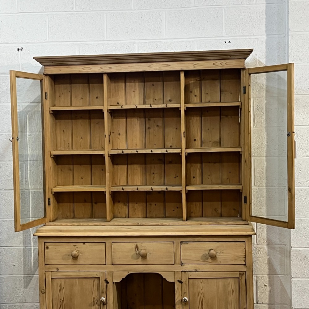Large Glazed Edwardian Pine Dresser View IV