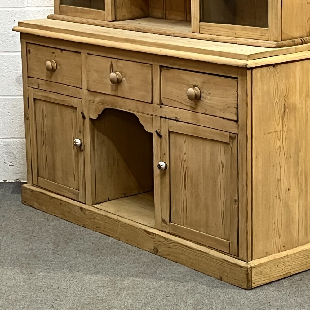 Large Glazed Edwardian Pine Dresser View V