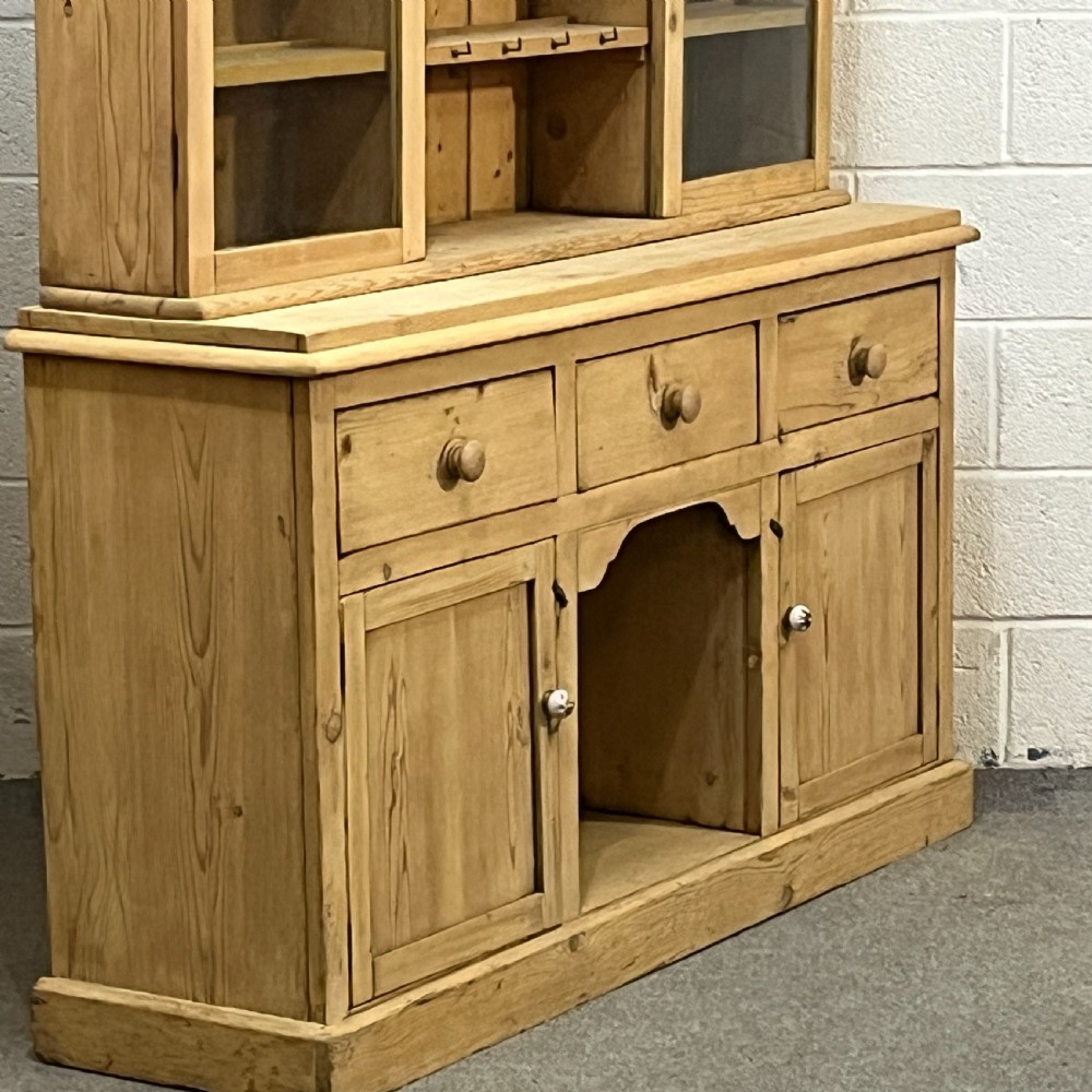 Large Glazed Edwardian Pine Dresser View VI