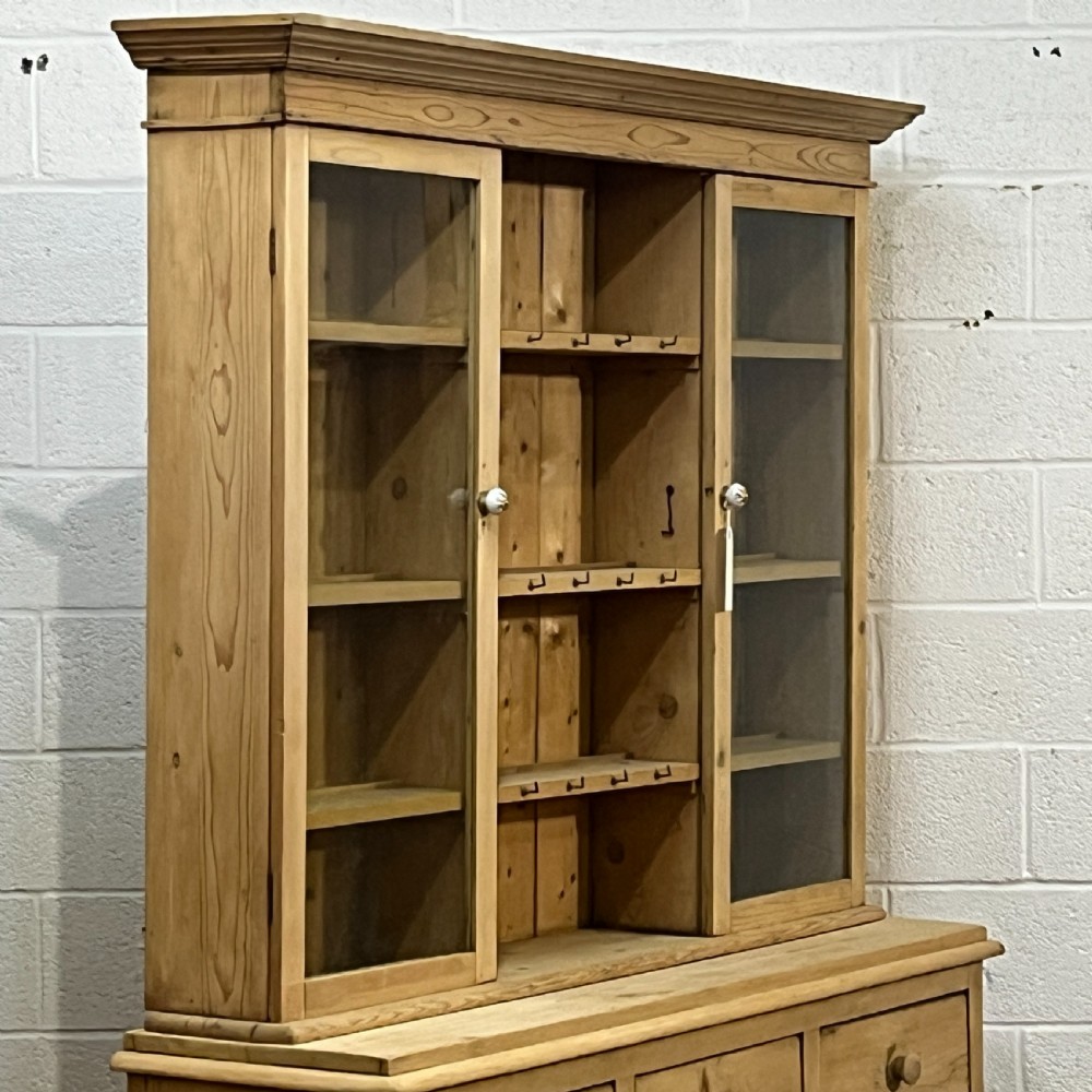 Large Glazed Edwardian Pine Dresser View XI