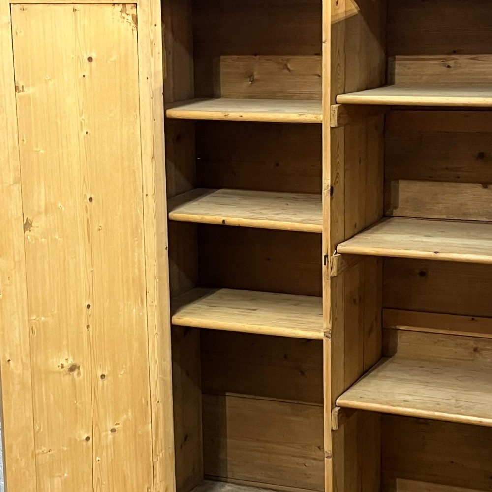 Large Tall Old Pine Dutch Cupboard With Top Drawer View V